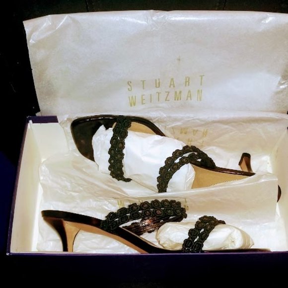 STUART WEITZMAN | Sandal | “Forgetmeknot” | Cognac tartar | Kitten Heel | Size 8 - Picture 14 of 16